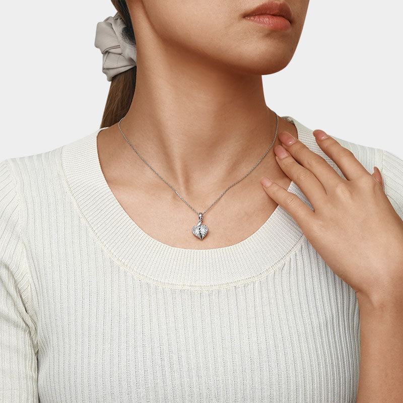 Gnoce Angel Wings Heart Engravable Charm Platinum-plated Silver Blend - Image 6