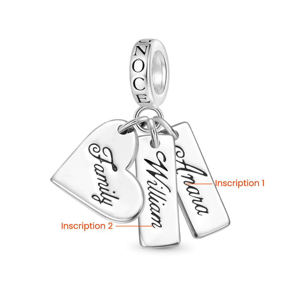 Gnoce Heart Engravable Triple Charm Platinum-plated Silver Blend - Image 2