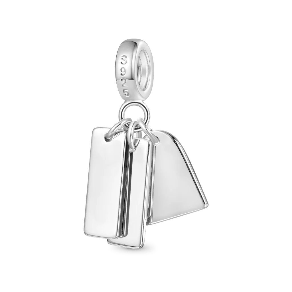 Gnoce Heart Engravable Triple Charm Platinum-plated Silver Blend - Image 3
