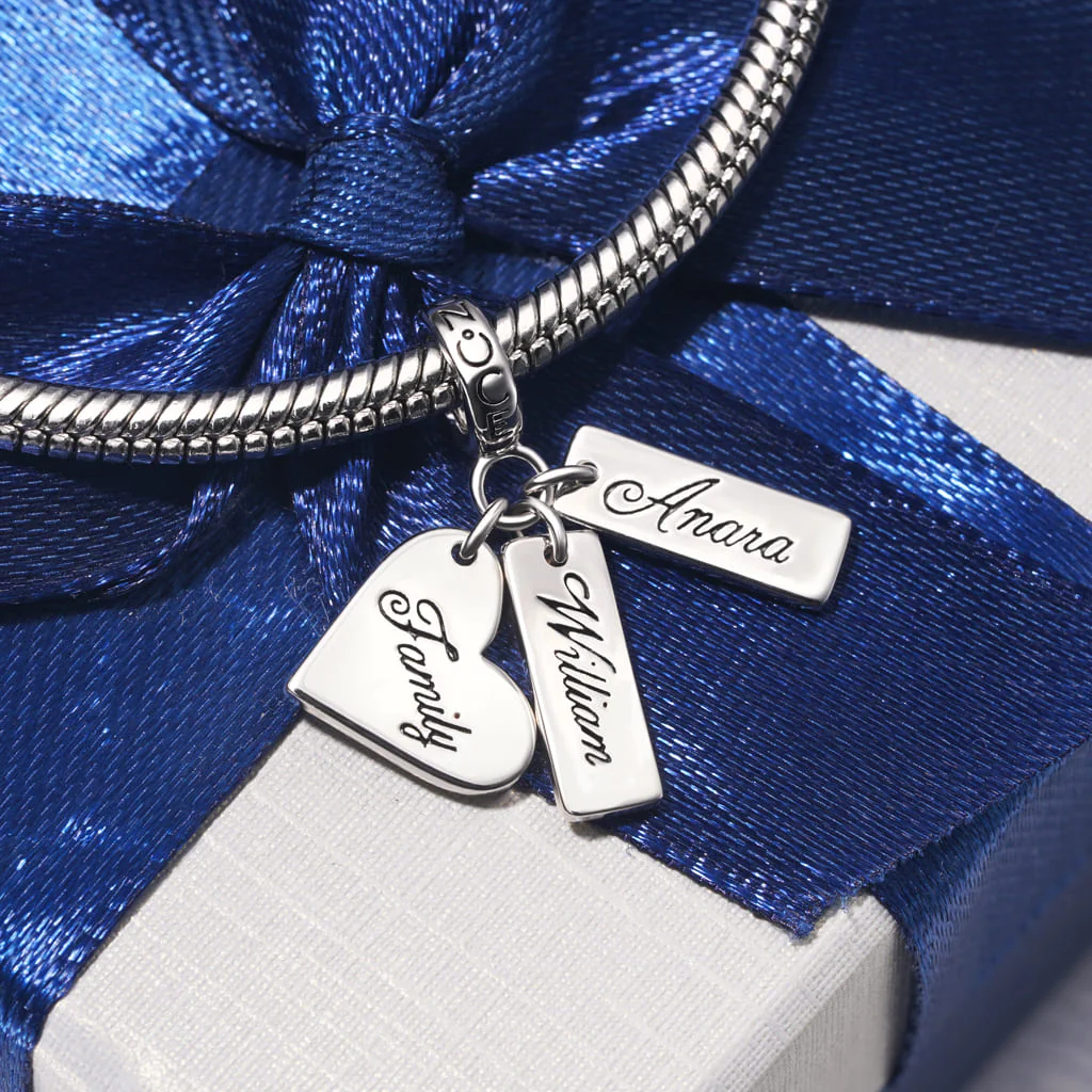 Gnoce Heart Engravable Triple Charm Platinum-plated Silver Blend - Image 4