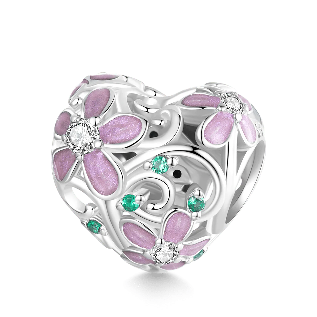 Gnoce Heart Flower Vine Charm