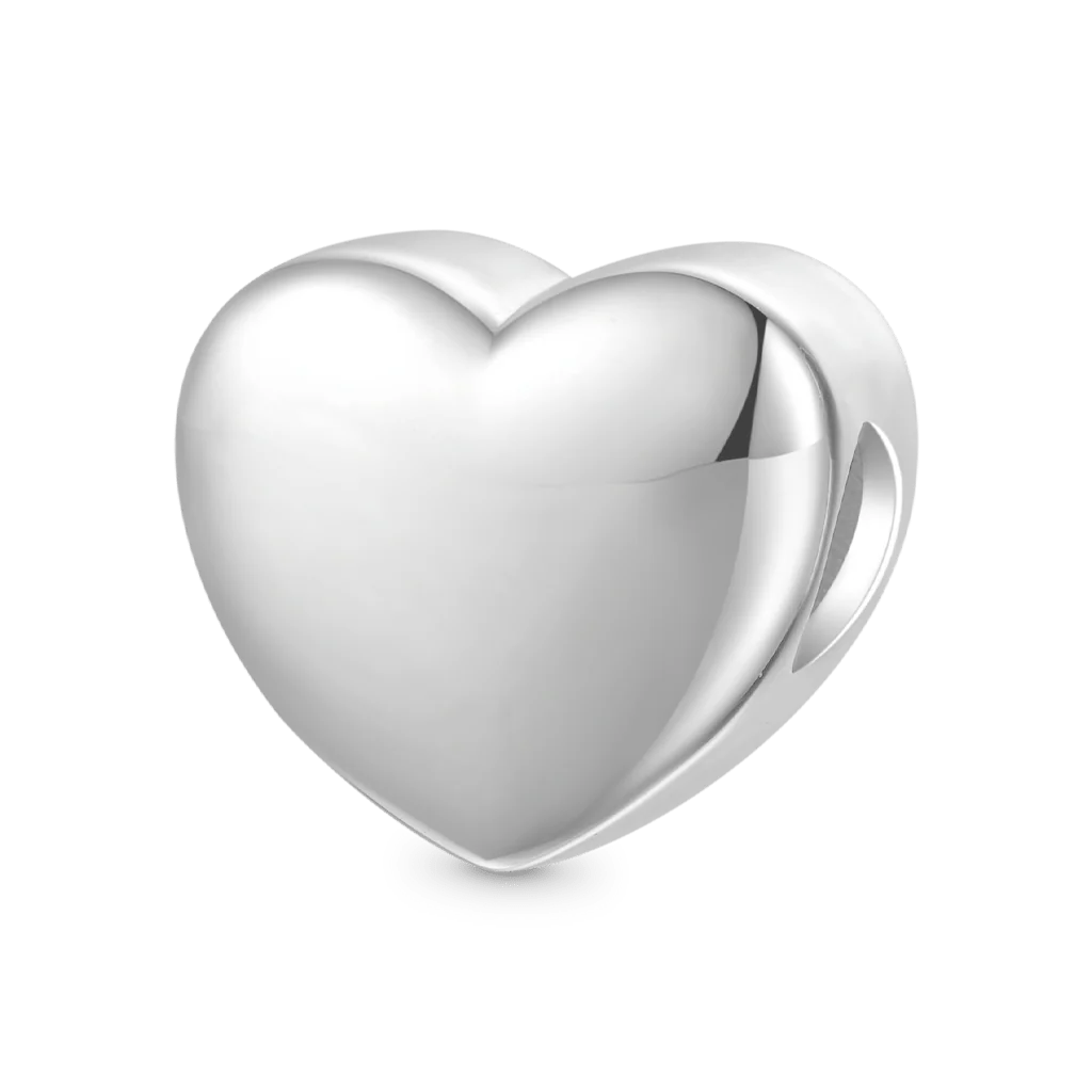 Gnoce Heart Glow-in-the-Dark Charm Platinum-plated Silver Blend - Image 3