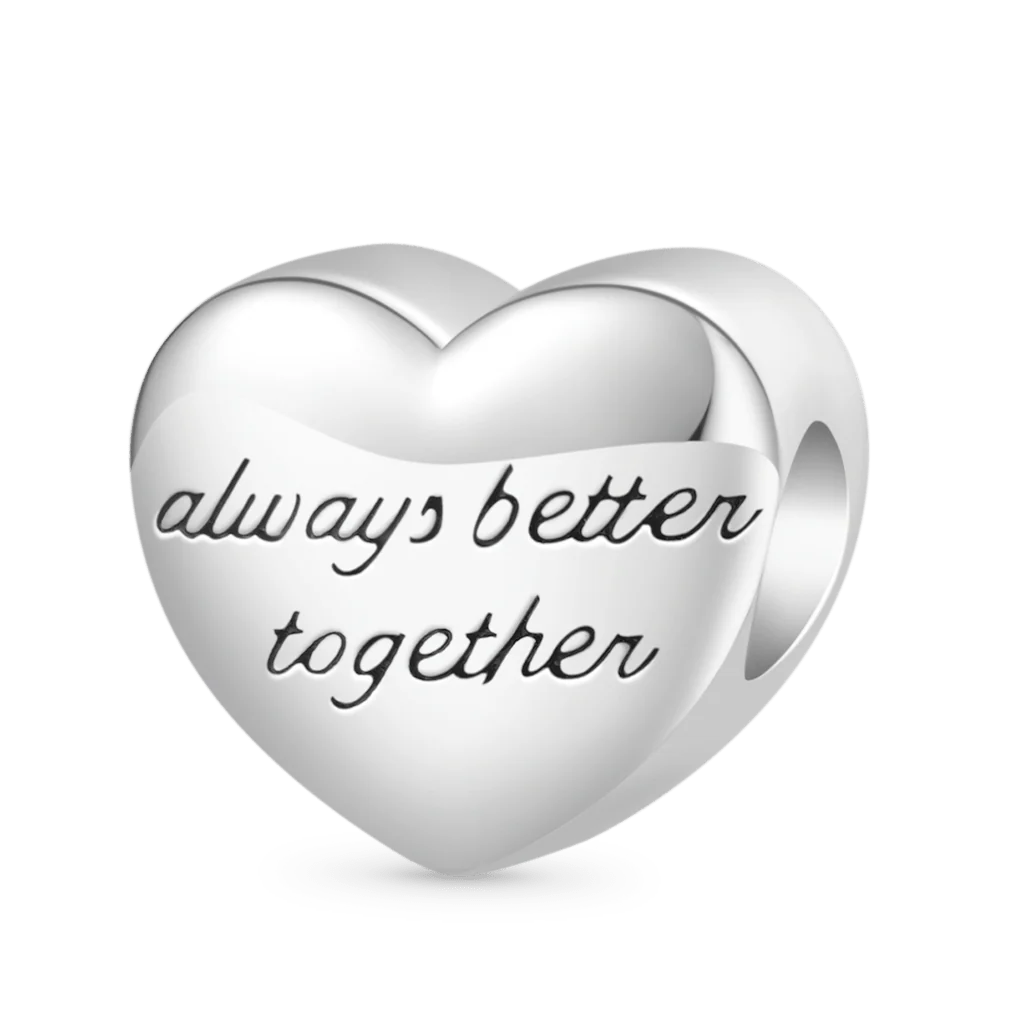 Gnoce "always better together" Heart Glow-in-the-Dark Charm Platinum-plated Silver Blend - Image 3