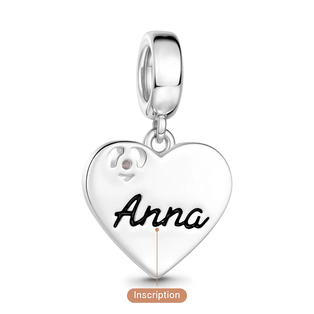 Gnoce  Heart GPS Coordinate Engravable Charm Platinum-plated Silver Blend - Image 6