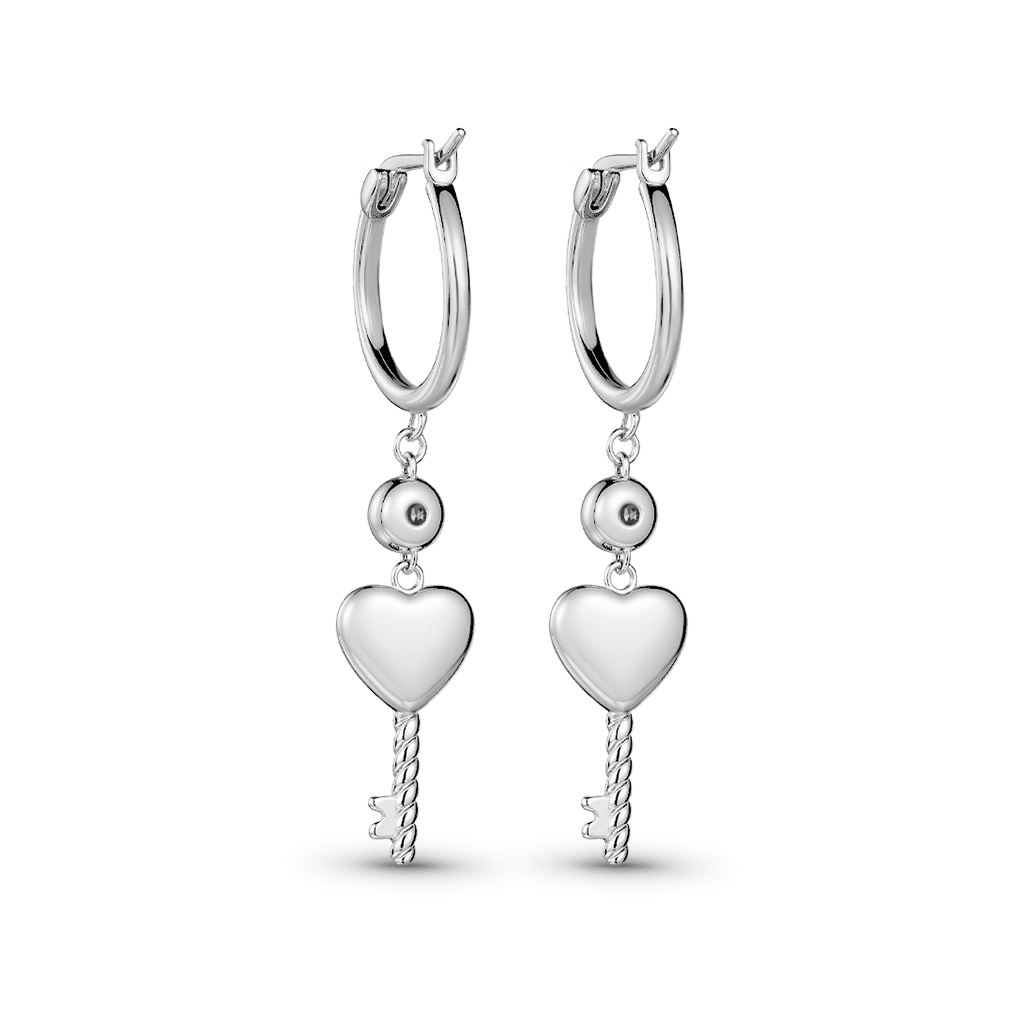 Gnoce Personalized Heart Key Hoop Earrings - Image 4