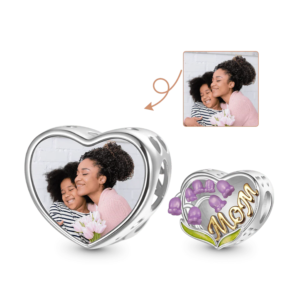 Gnoce Lily of the Valley Photo Charm Platinum-plated Silver Blend