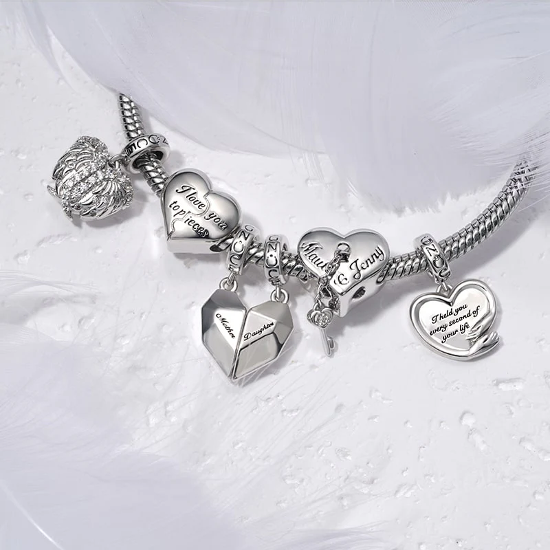 Gnoce Engravable Heart Lock Key Mood Charm Platinum-plated Silver Blend - Image 4