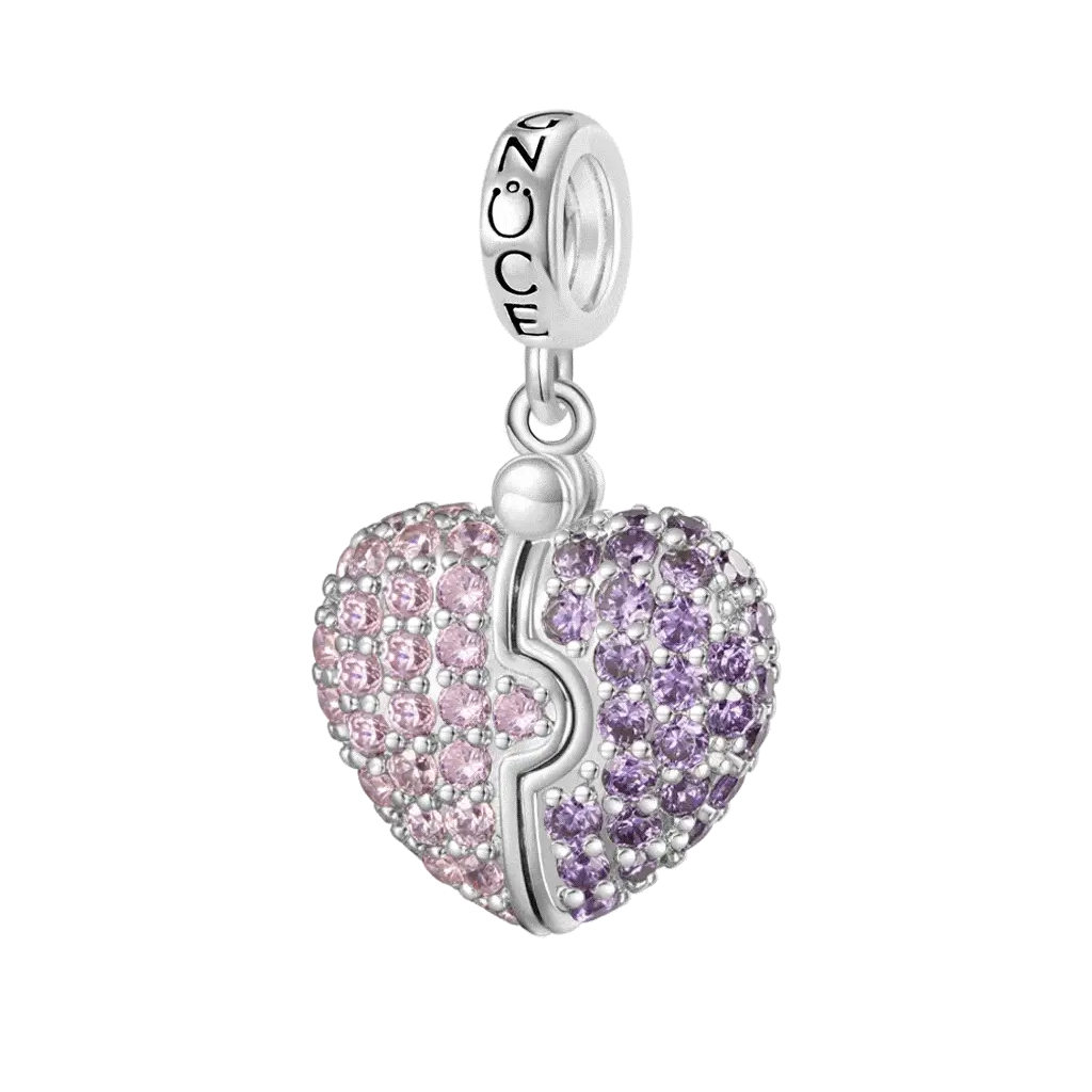Gnoce Engravable Heart Locket Glow-in-the-Dark Charm Platinum-plated Silver Blend