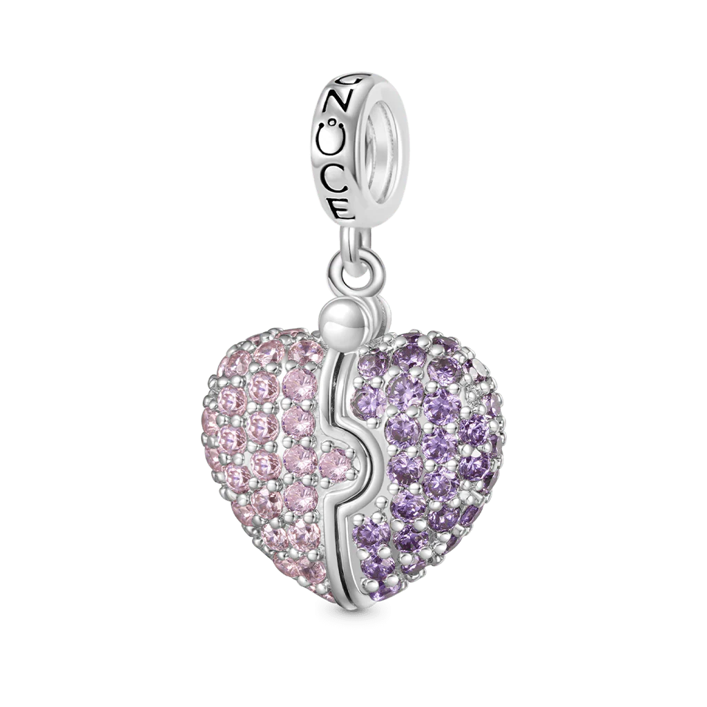 Gnoce Engravable Heart Locket Glow-in-the-Dark Charm Platinum-plated Silver Blend - Image 2