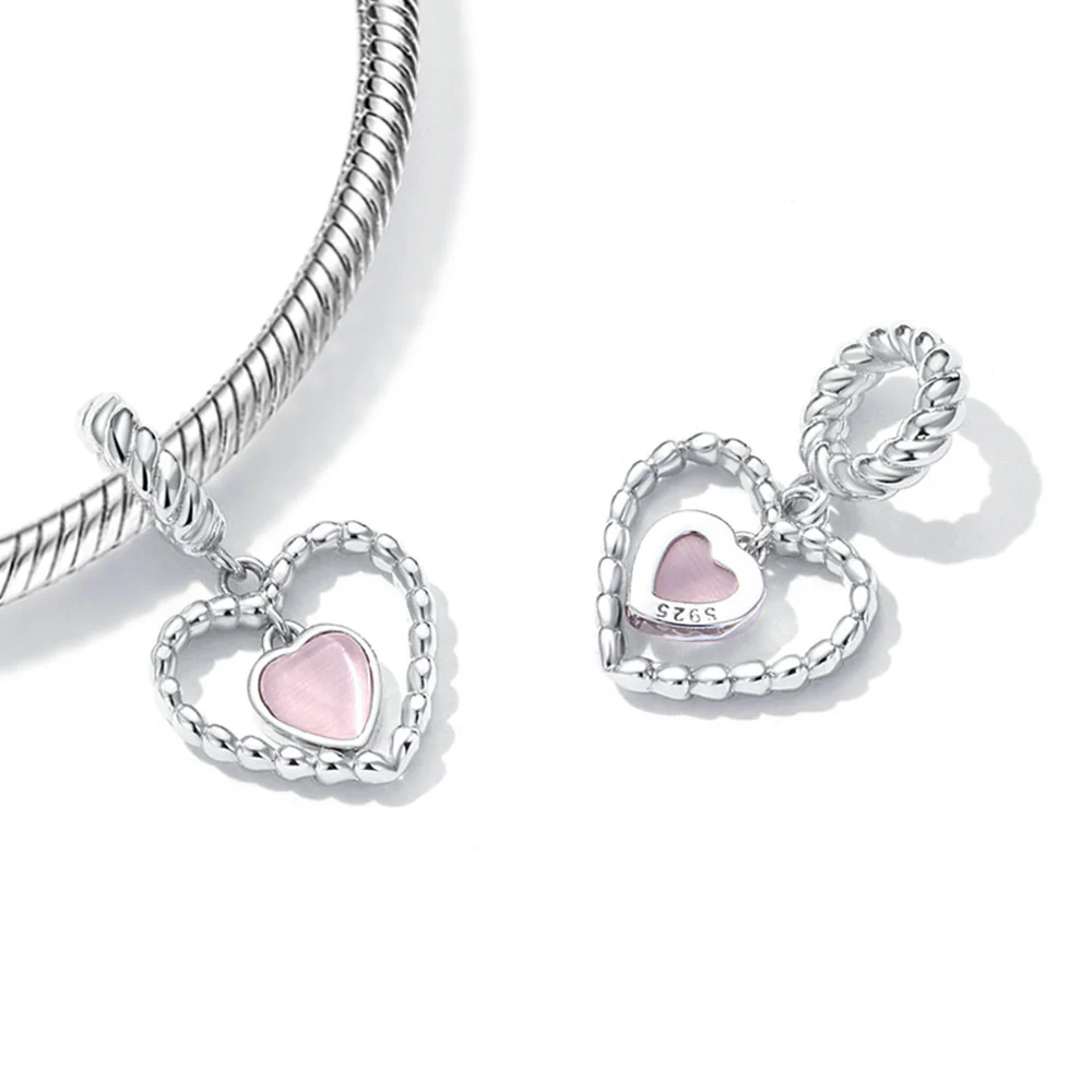 Gnoce Pink Heart Love Pendant Dangle Charm - Image 2
