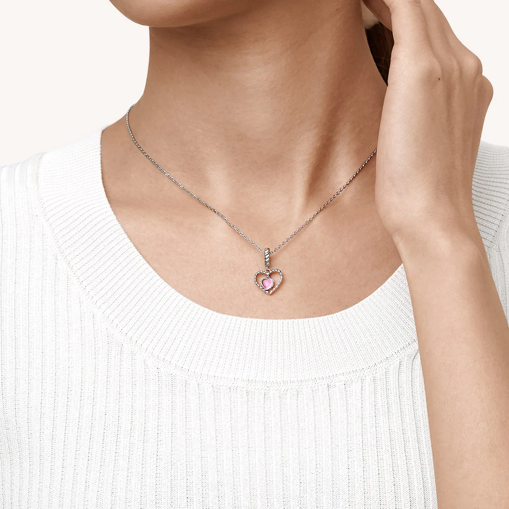Gnoce Pink Heart Love Pendant Dangle Charm - Image 5