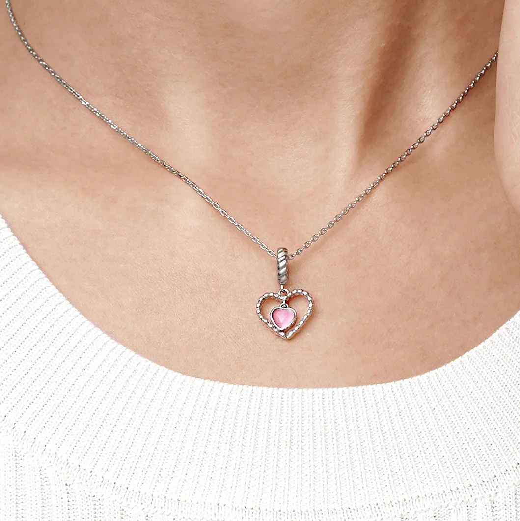 Gnoce Pink Heart Love Pendant Dangle Charm - Image 6