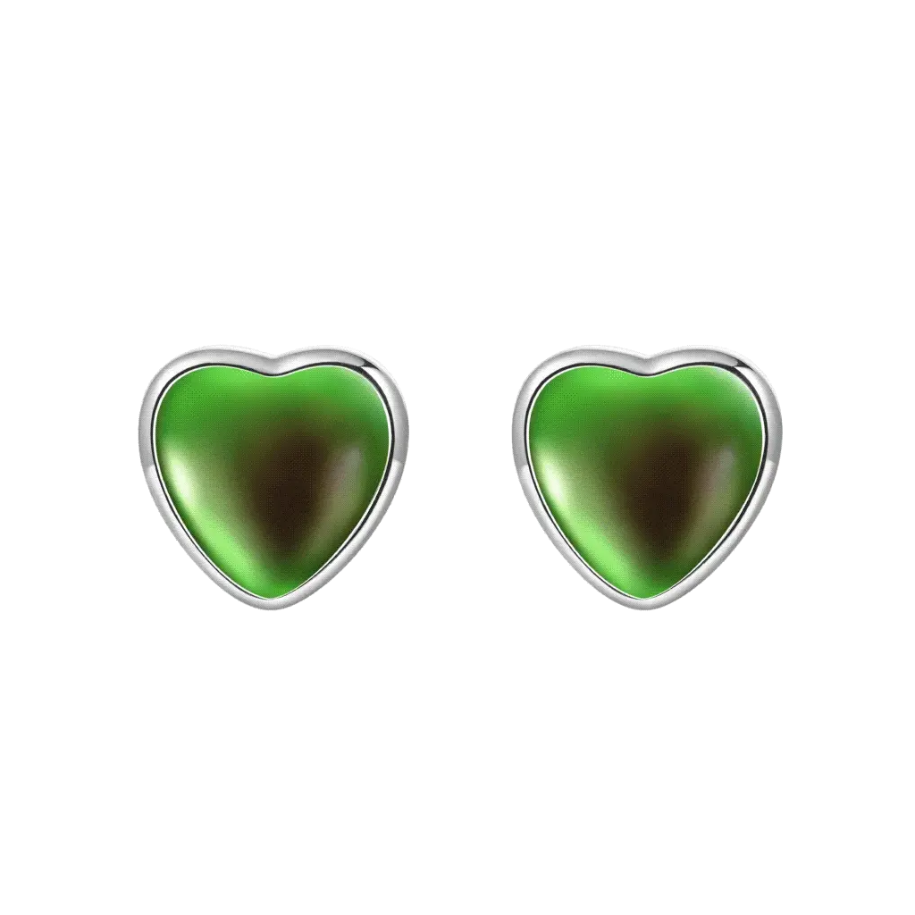 Gnoce Heart Mood Stud Earrings Platinum-plated Silver Blend