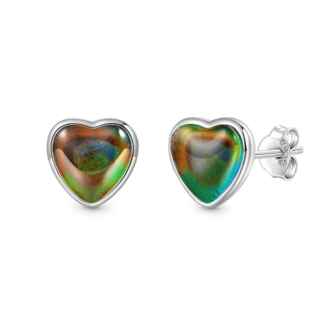 Gnoce Heart Mood Stud Earrings Platinum-plated Silver Blend - Image 2