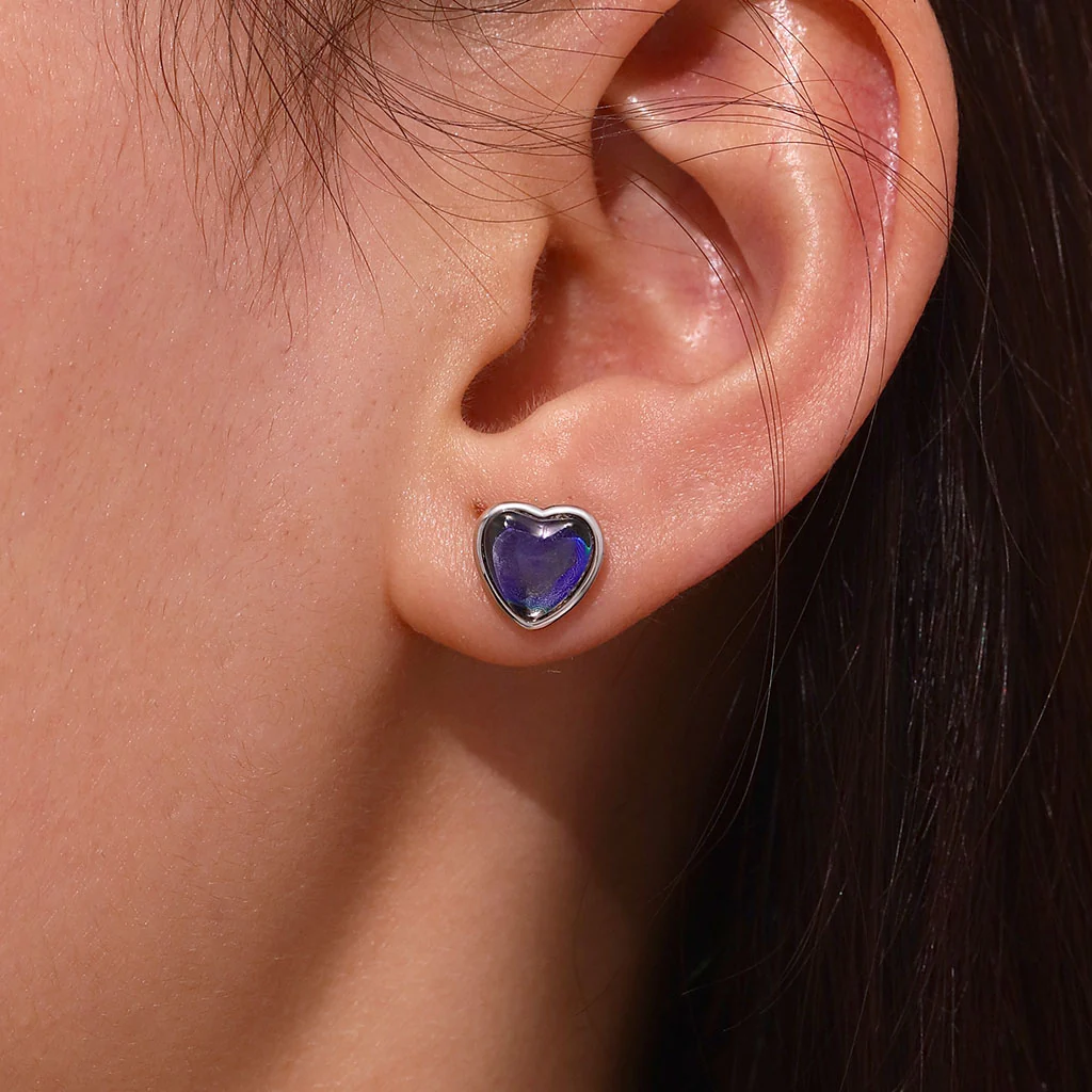 Gnoce Heart Mood Stud Earrings Platinum-plated Silver Blend - Image 5