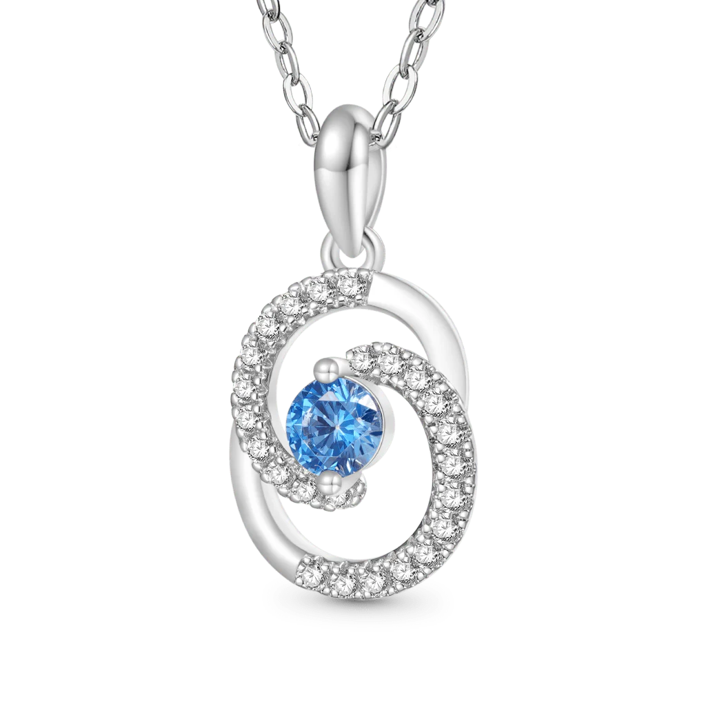 Gnoce Birthstone Heart of the Ocean Round Necklace - Image 2