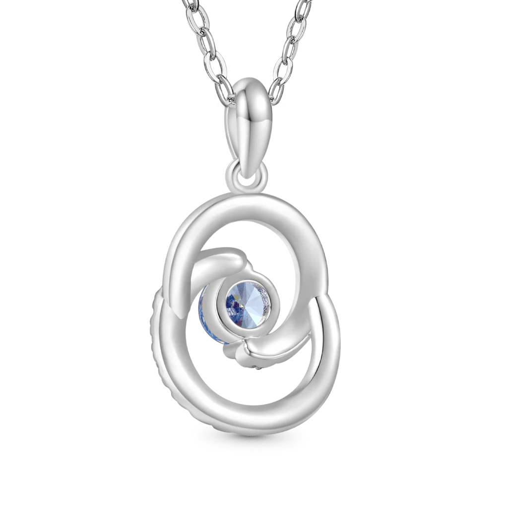 Gnoce Birthstone Heart of the Ocean Round Necklace - Image 3