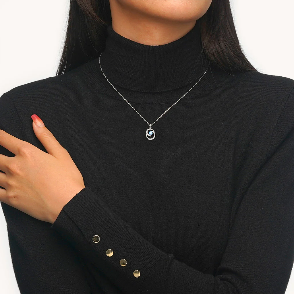 Gnoce Birthstone Heart of the Ocean Round Necklace - Image 5
