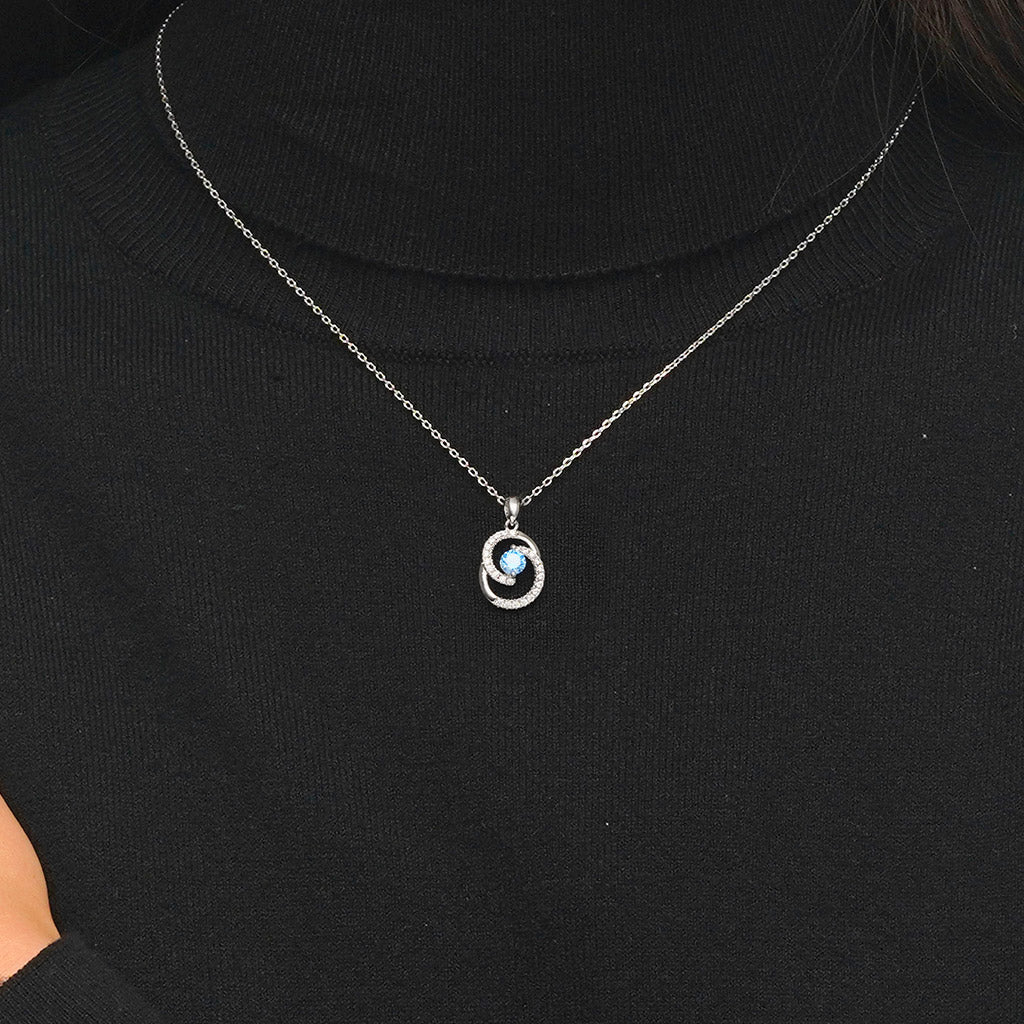 Gnoce Birthstone Heart of the Ocean Round Necklace - Image 6
