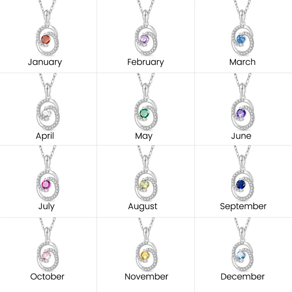Gnoce Birthstone Heart of the Ocean Round Necklace - Image 7