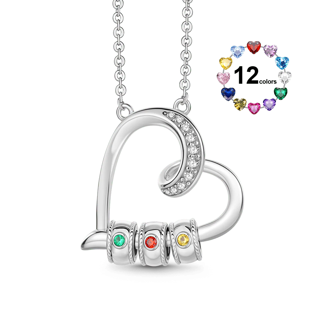 Gnoce Customized Birthstone Heart-shaped Openable Necklace