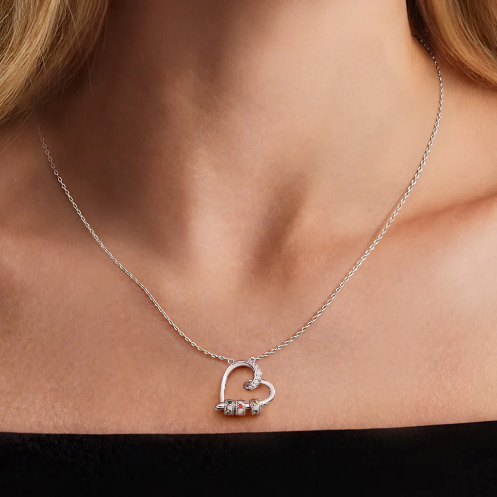 Gnoce Customized Birthstone Heart-shaped Openable Necklace - Image 3