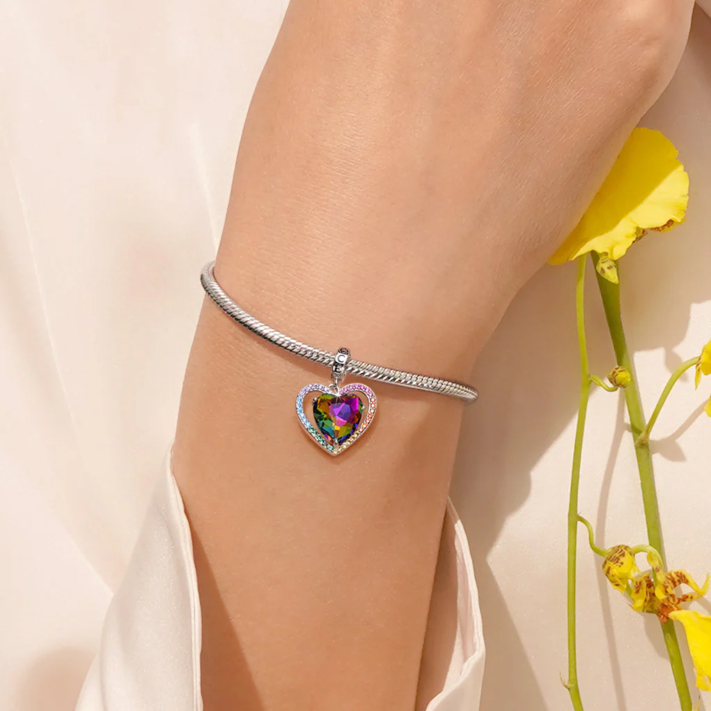 Gnoce Colorful Love Heart Pendant Dangle Charm - Image 6