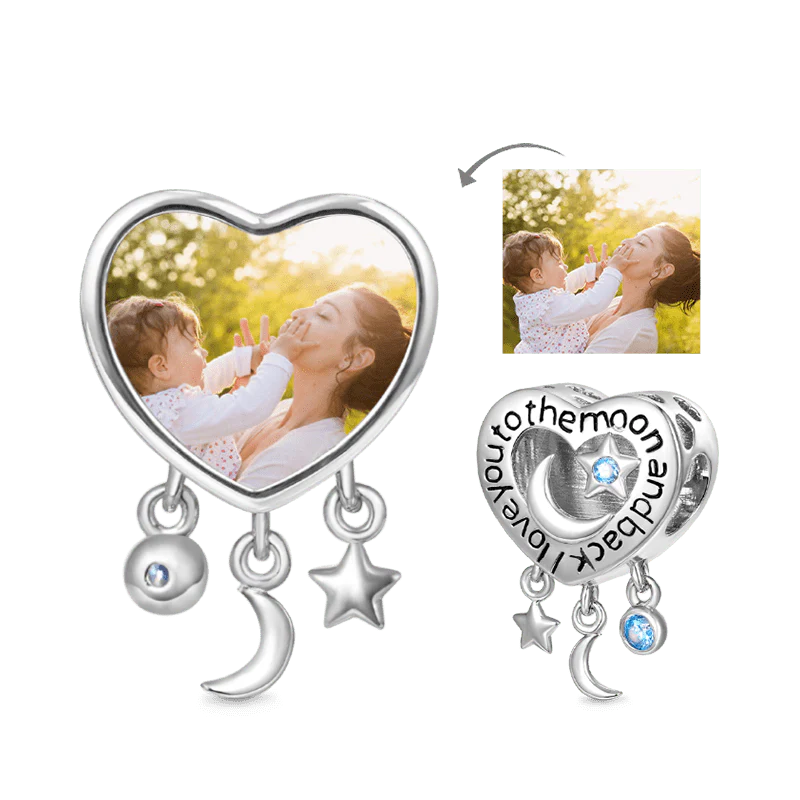 Gnoce Dream Catcher Heart Personalized Photo Charm Platinum-plated Silver Blend