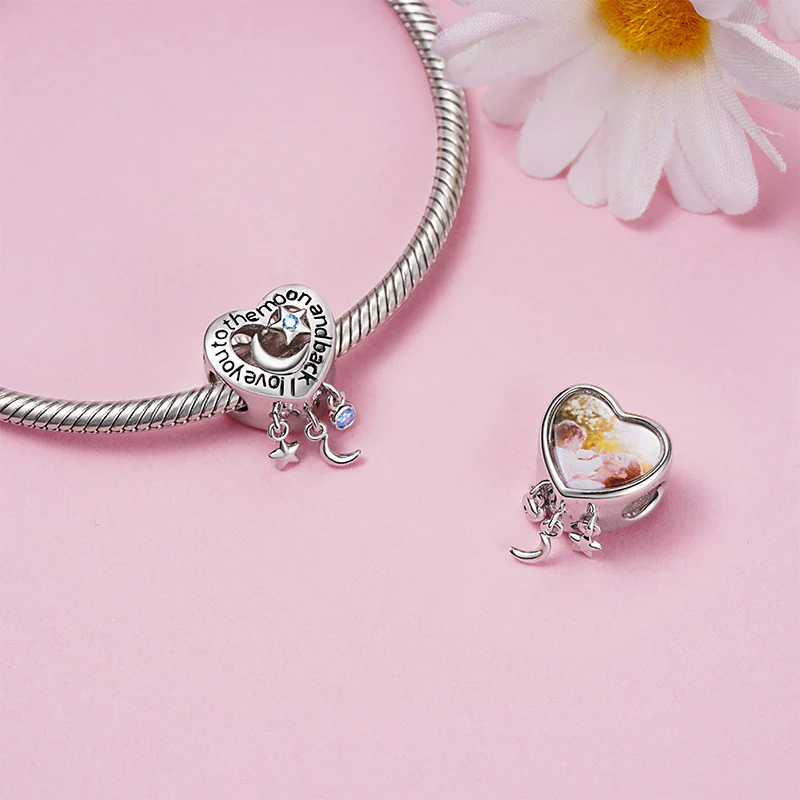 Gnoce Dream Catcher Heart Personalized Photo Charm Platinum-plated Silver Blend - Image 2