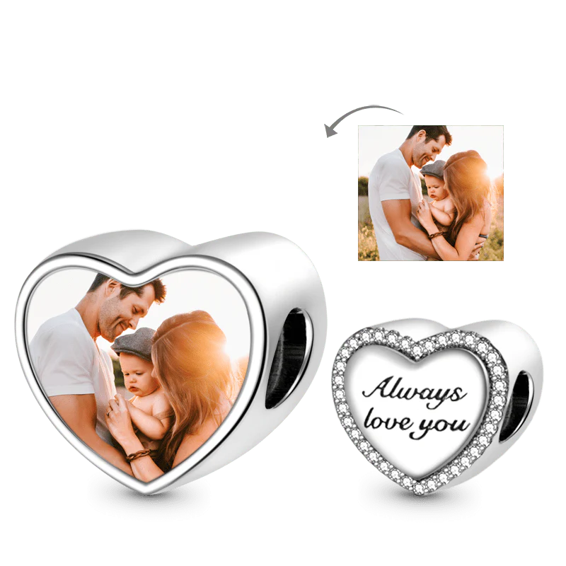 Gnoce Always Love You Heart Personalized Charm Platinum-plated Silver Blend