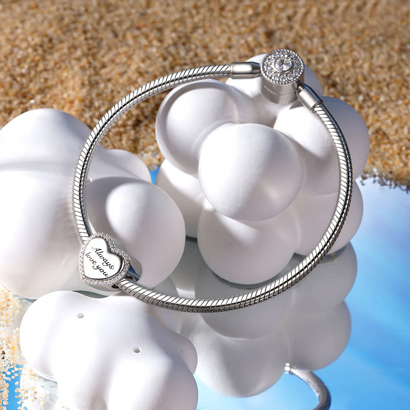 Gnoce Always Love You Heart Personalized Charm Platinum-plated Silver Blend - Image 2