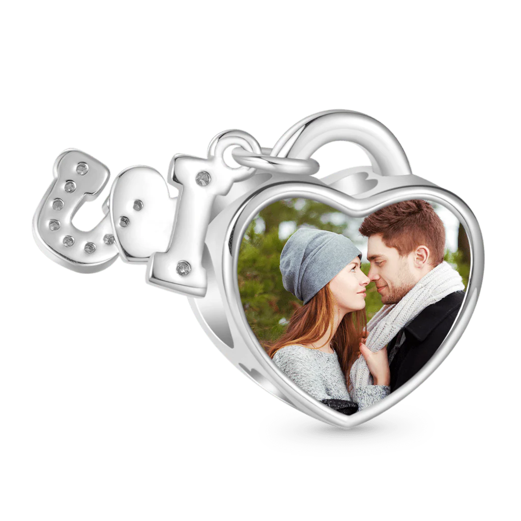 Gnoce Heart Personalized Photo Charm Platinum-plated Silver Blend - Image 2