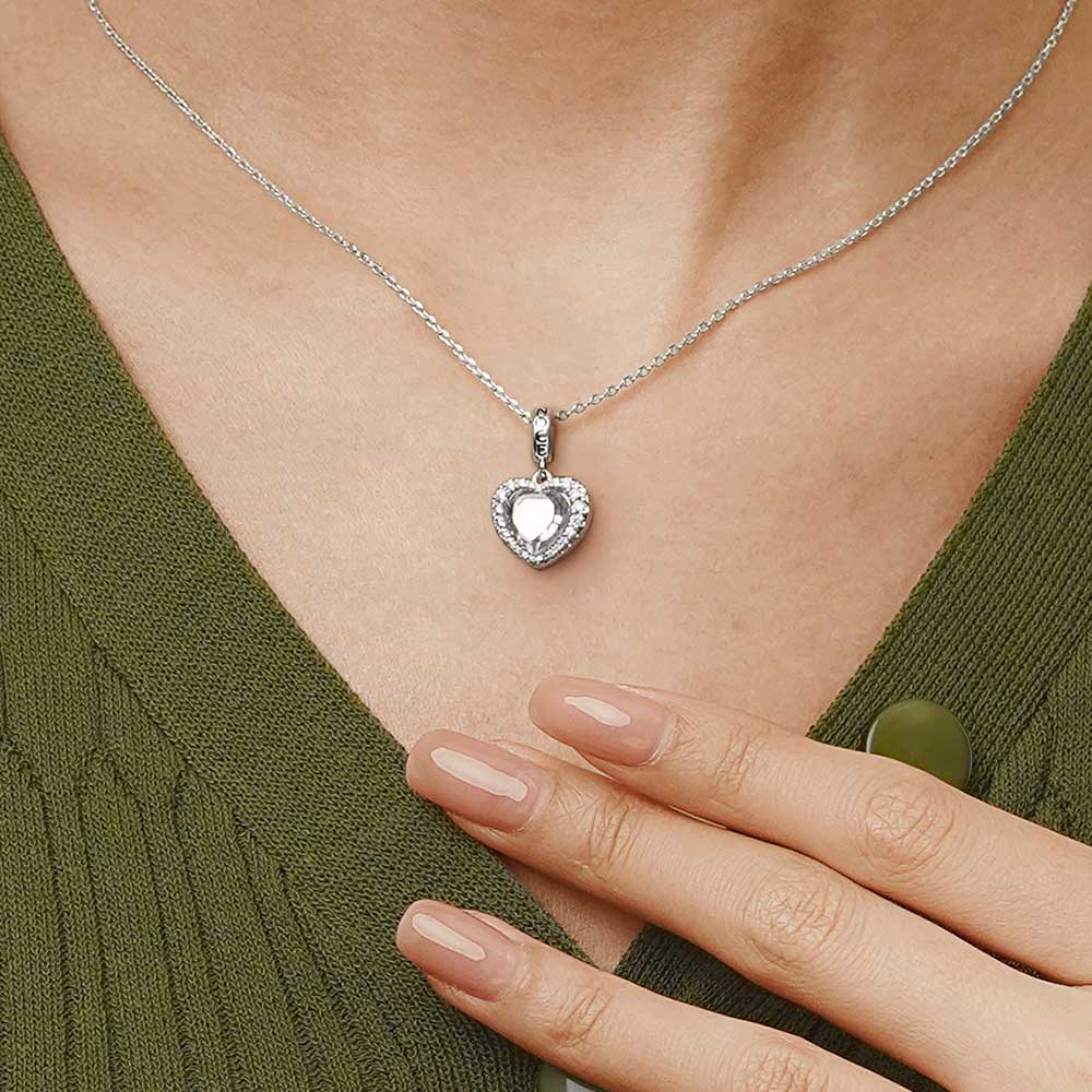 Gnoce Sparkling Heart Personalized Photo Charm Platinum-plated Silver Blend - Image 6