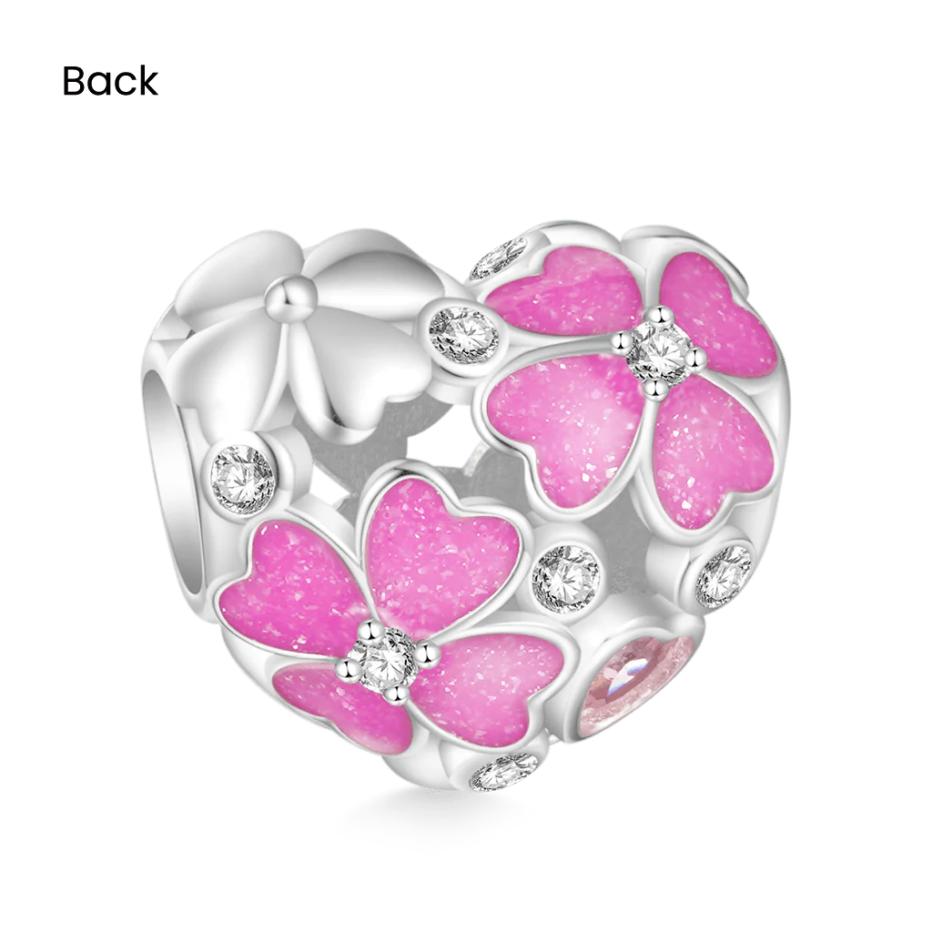 Gnoce Heart Pink Four Leaf Clover Charm - Image 2