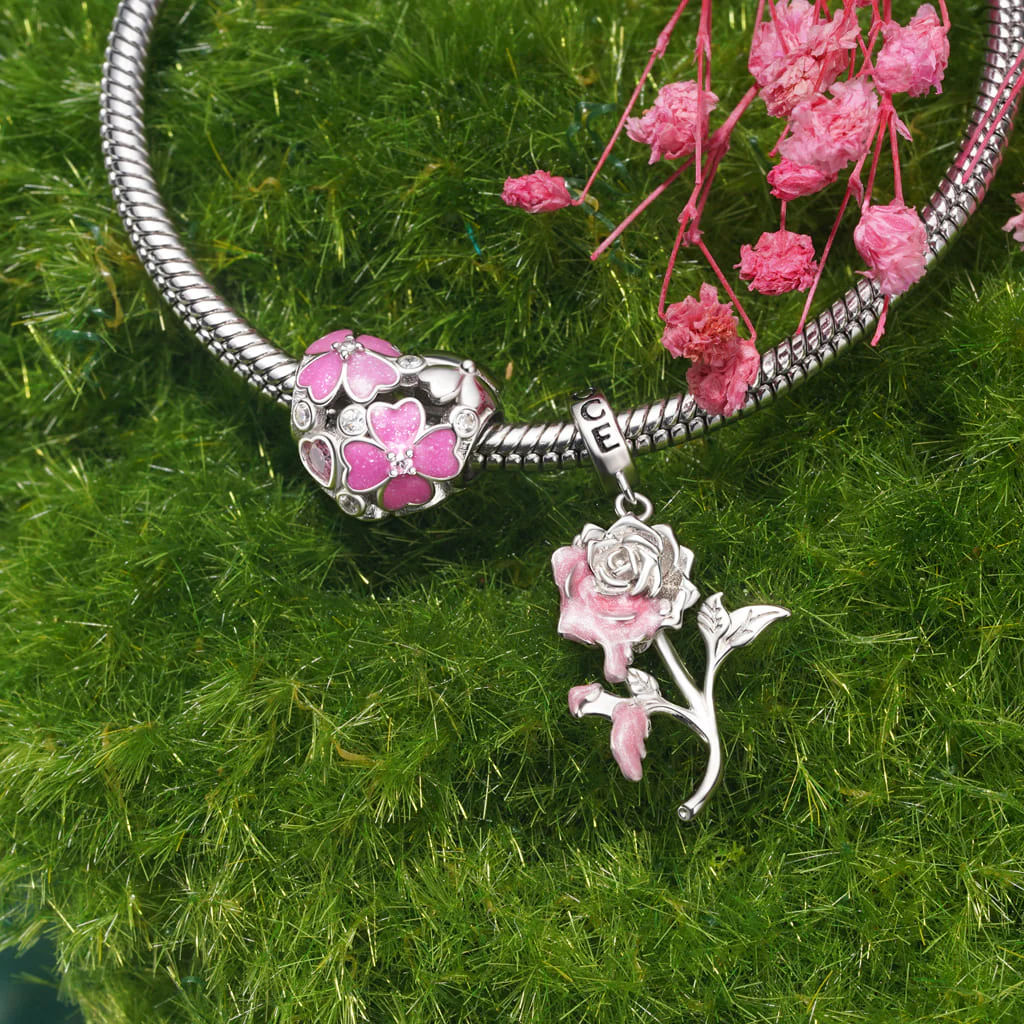 Gnoce Heart Pink Four Leaf Clover Charm - Image 3