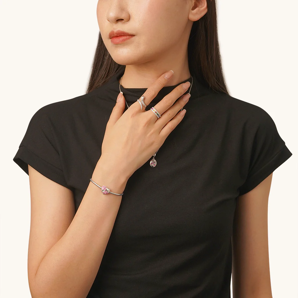 Gnoce Heart Pink Four Leaf Clover Charm - Image 4