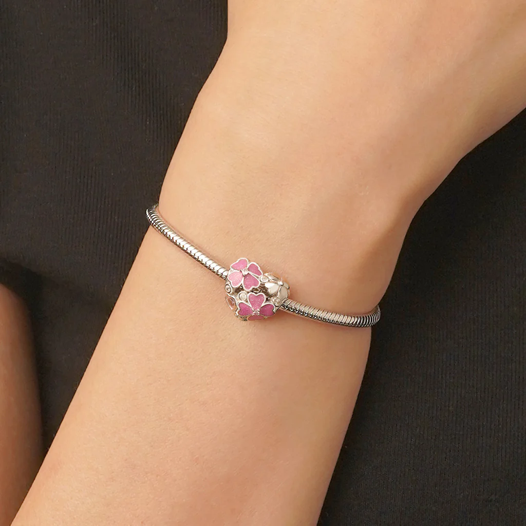 Gnoce Heart Pink Four Leaf Clover Charm - Image 5