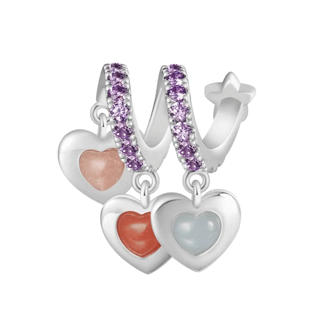 Gnoce Glow-in-the-Dark Stones Family Charm Platinum-plated Silver Blend