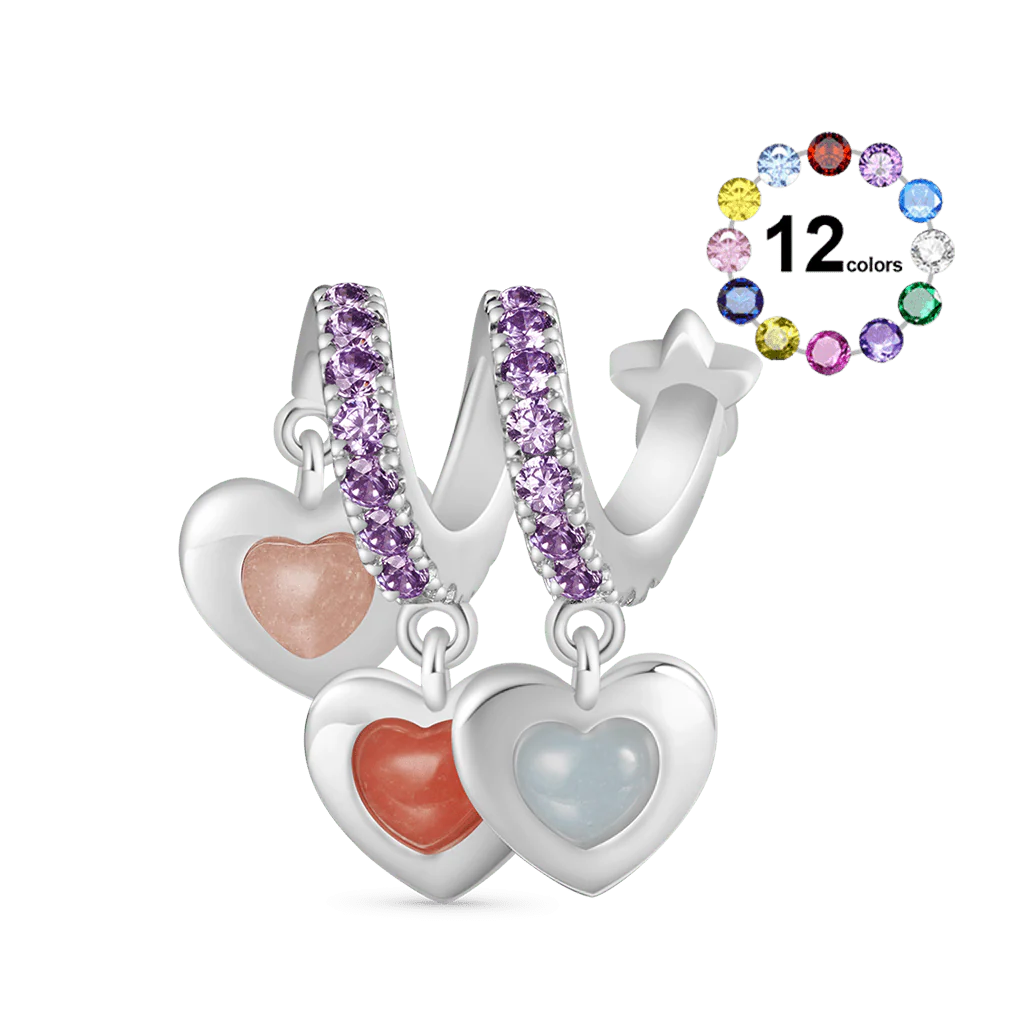Gnoce Glow-in-the-Dark Stones Family Charm Platinum-plated Silver Blend - Image 2