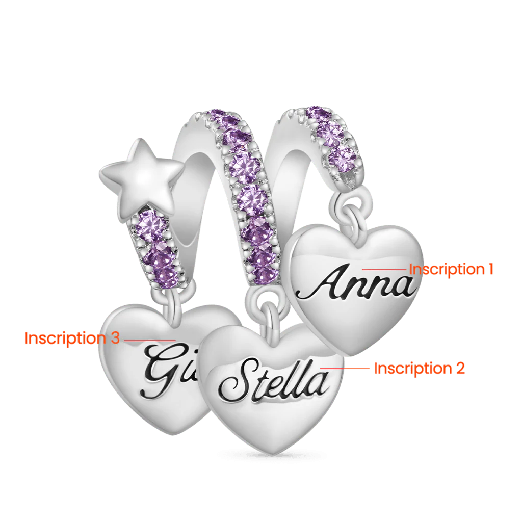 Gnoce Glow-in-the-Dark Stones Family Charm Platinum-plated Silver Blend - Image 3
