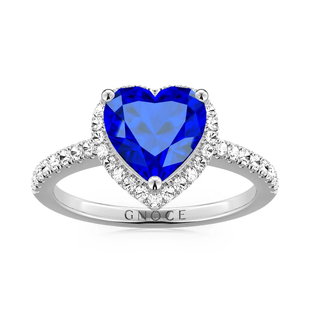 Gnoce Royal Blue Heart-shaped Promise Ring Platinum-plated Silver Blend