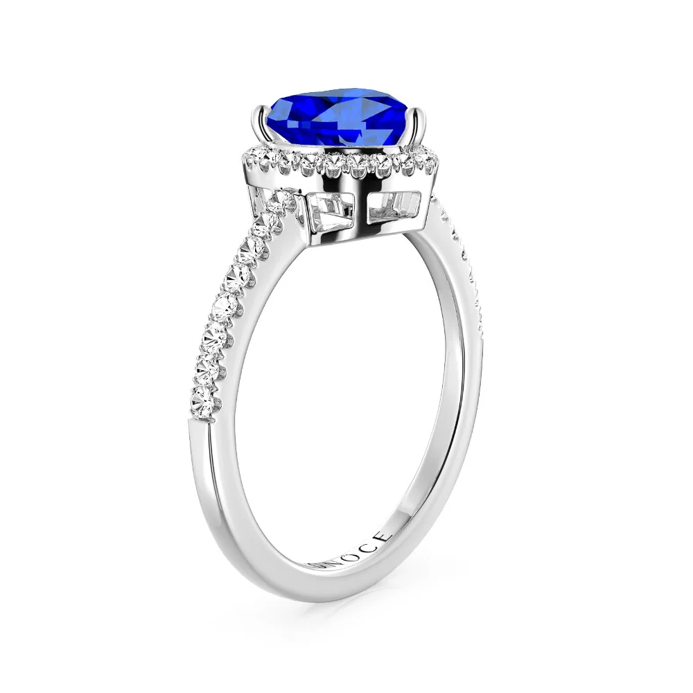 Gnoce Royal Blue Heart-shaped Promise Ring Platinum-plated Silver Blend - Image 2