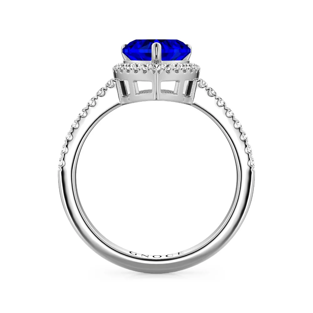 Gnoce Royal Blue Heart-shaped Promise Ring Platinum-plated Silver Blend - Image 3
