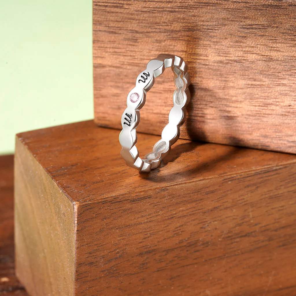 Gnoce Mom Heart Birthstone Teardrop Eternity Band Ring - Image 4