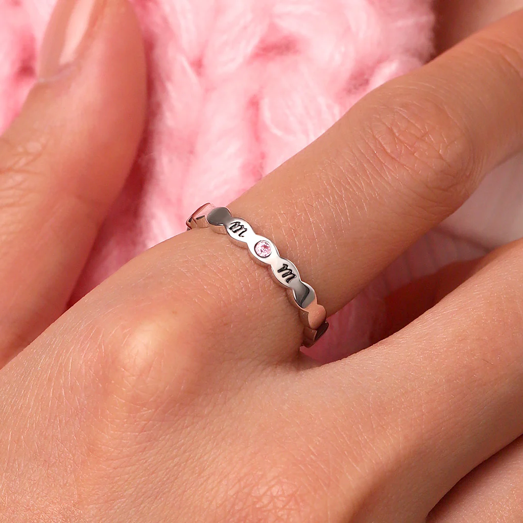 Gnoce Mom Heart Birthstone Teardrop Eternity Band Ring - Image 6