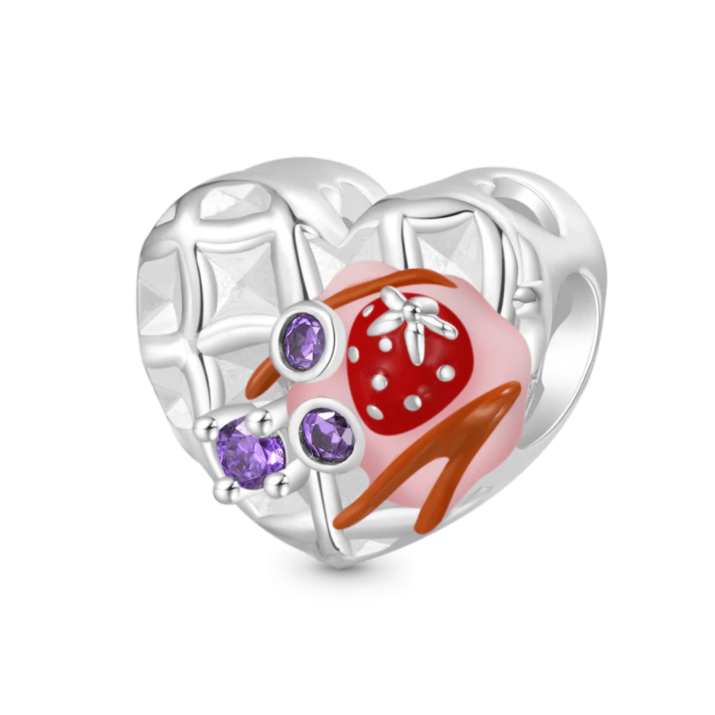 Gnoce Heart Waffle Charm Platinum-plated Silver Blend
