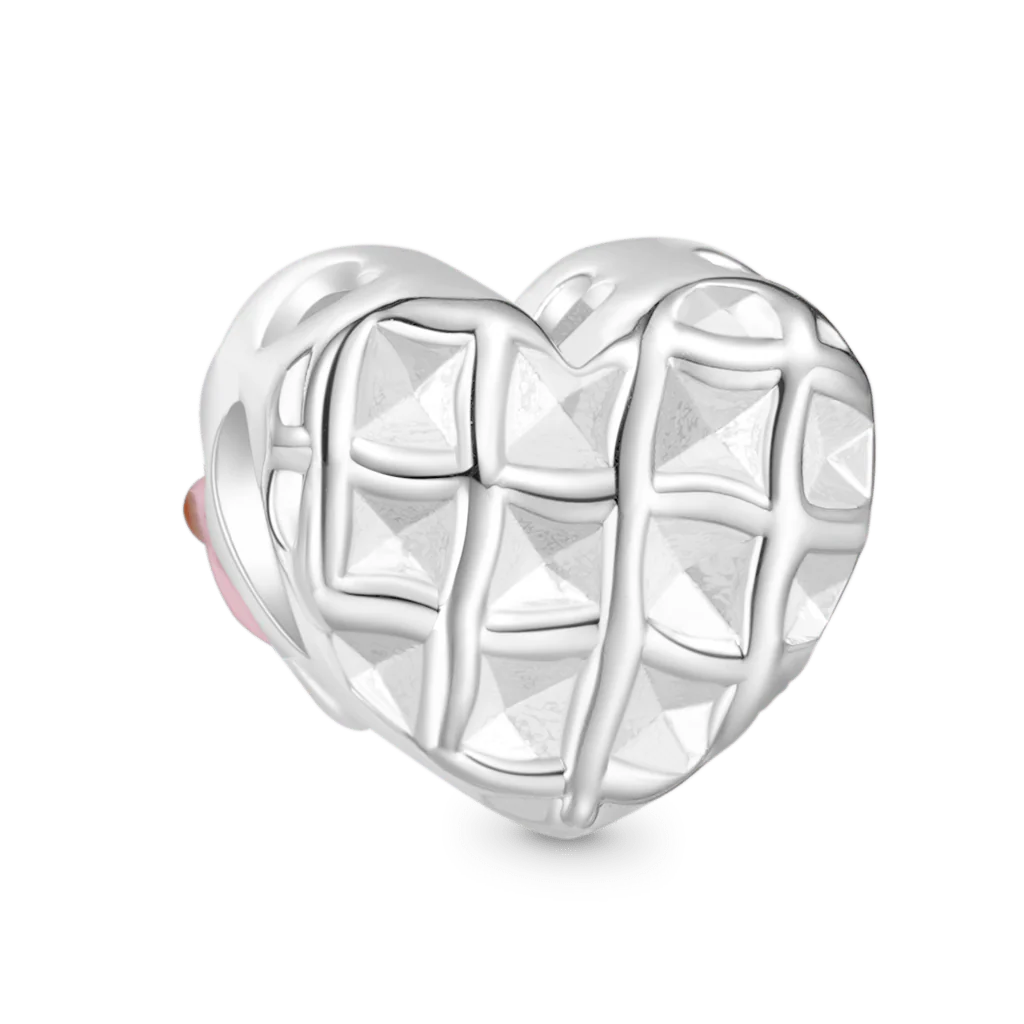 Gnoce Heart Waffle Charm Platinum-plated Silver Blend - Image 2