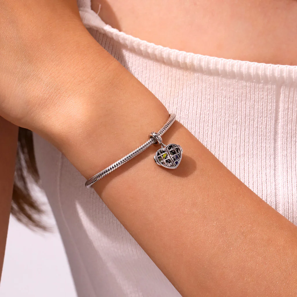Gnoce Openable Heart Window & Galaxy Charm Platinum-plated Silver Blend - Image 7