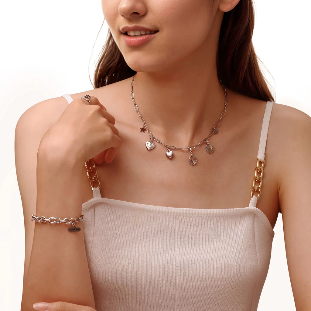 Gnoce Engravable Heart Wings Clasp Clusters Charm Platinum-plated Silver Blend - Image 5