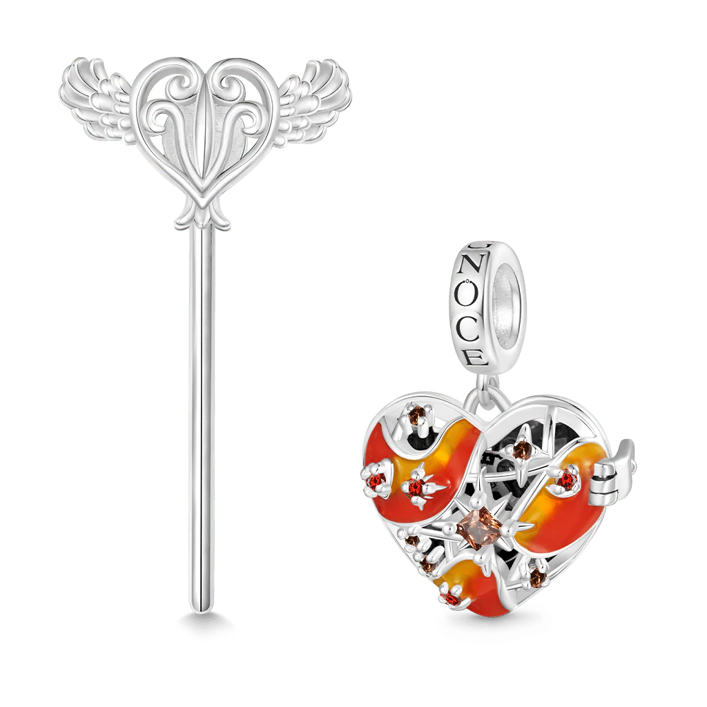 Gnoce Heart Solar System Mars Charm Platinum-plated Silver Blend - Image 2